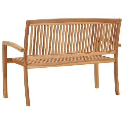 Stacking Patio Bench with Cushion 50.6" Solid Teak Wood