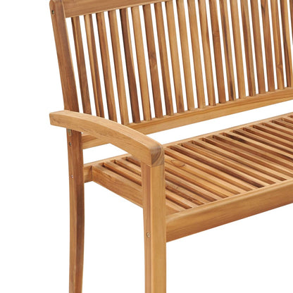 Stacking Patio Bench with Cushion 50.6" Solid Teak Wood