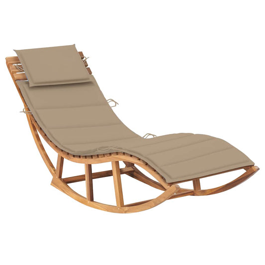 Sun Lounger Beige, Natural Fine sanded teak hardwood, 100% polyester