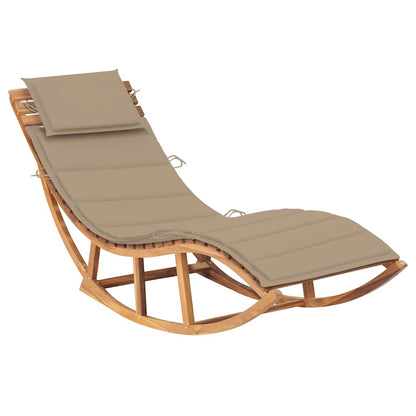 Sun Lounger Beige, Natural Fine sanded teak hardwood, 100% polyester