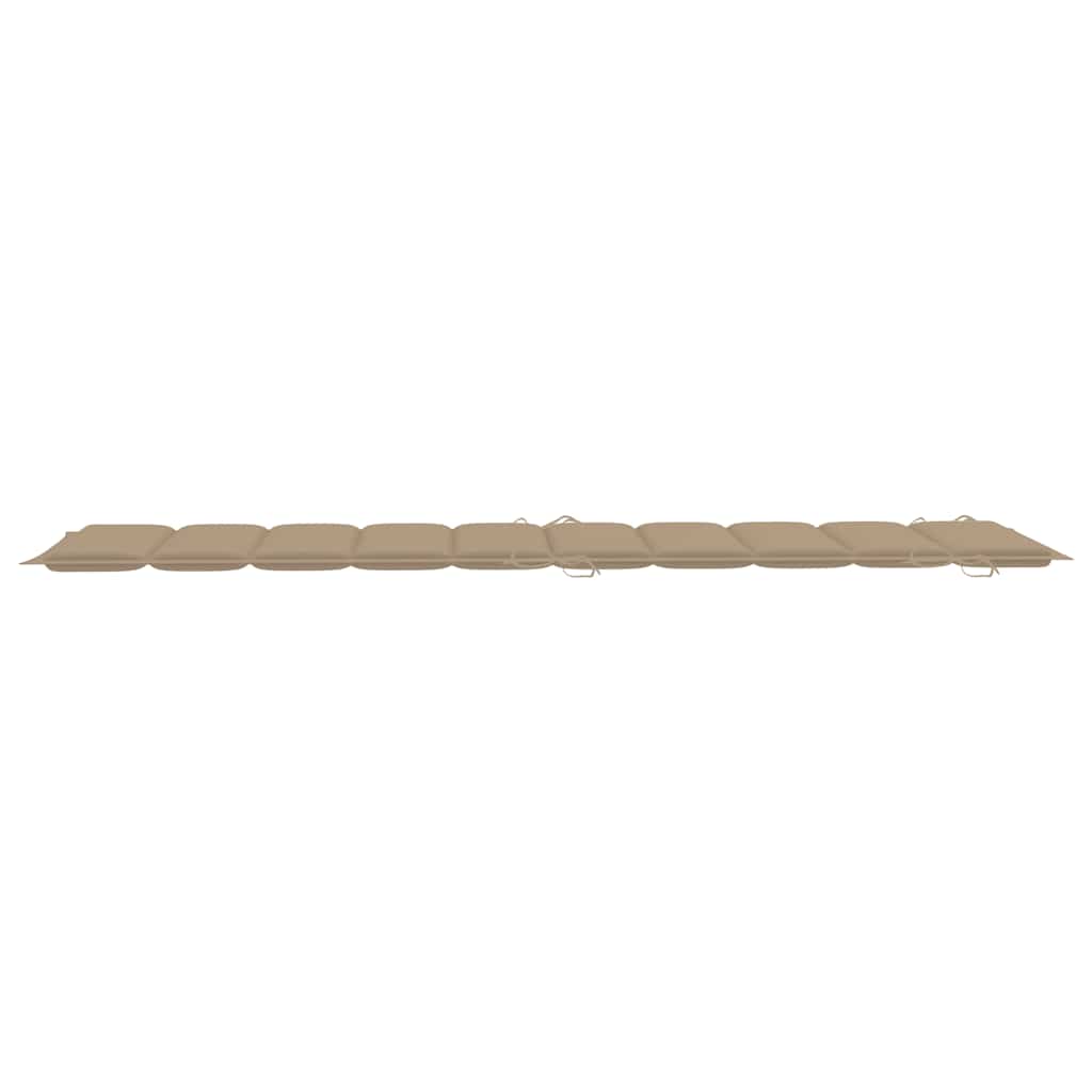 Sun Lounger Beige, Natural Fine sanded teak hardwood, 100% polyester