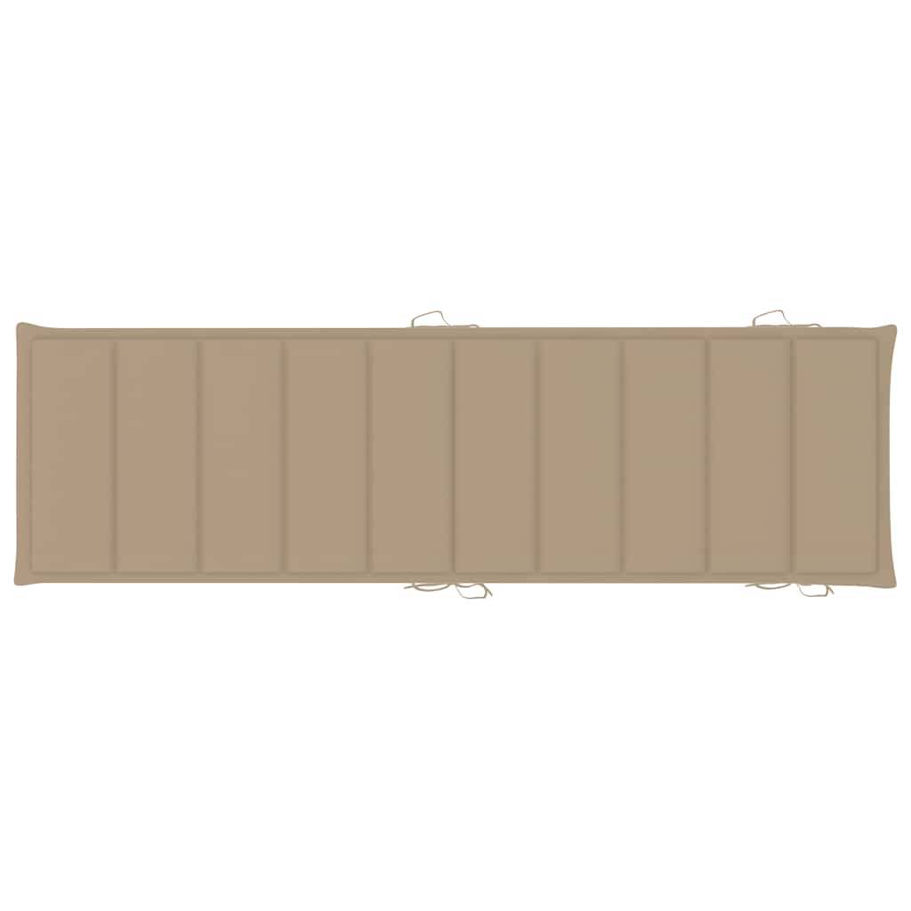 Sun Lounger Beige, Natural Fine sanded teak hardwood, 100% polyester