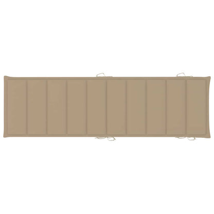 Sun Lounger Beige, Natural Fine sanded teak hardwood, 100% polyester