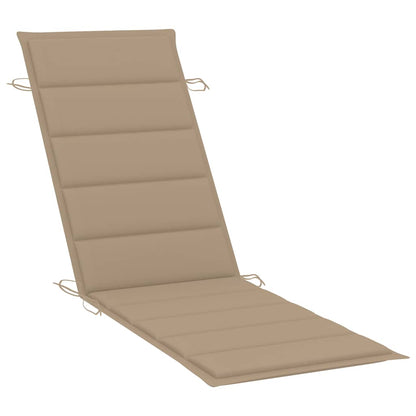 Sun Lounger Beige, Natural Fine sanded teak hardwood, 100% polyester