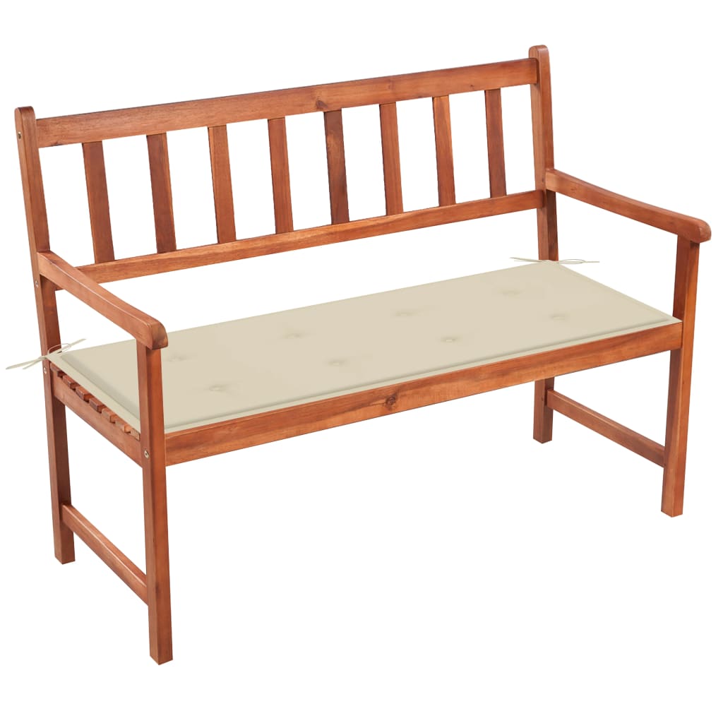 Garden Bench Natural Wood Solid Acacia wood, Fabric (100% polyester)