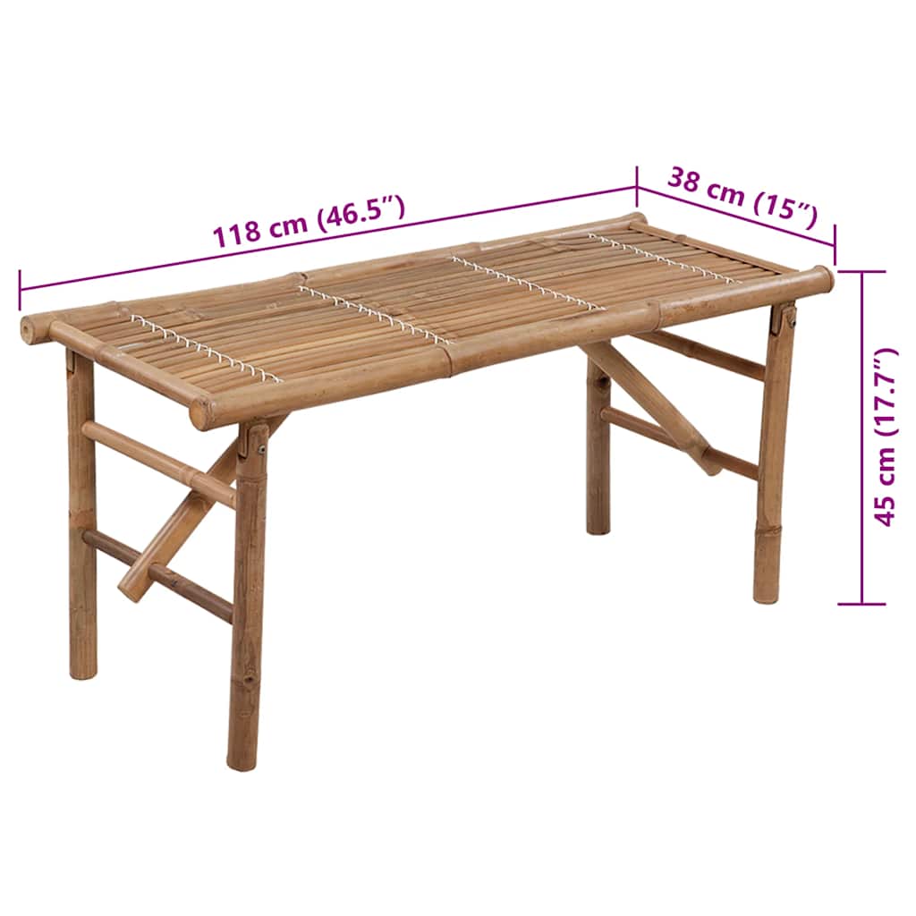 Garden Bench Bamboo 46.5 in Foldable Rectangular