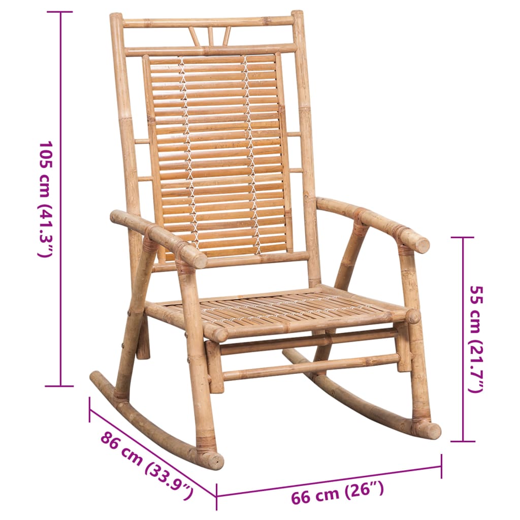 Rocking Chair Natural Bamboo Bamboo, Polyester Standard