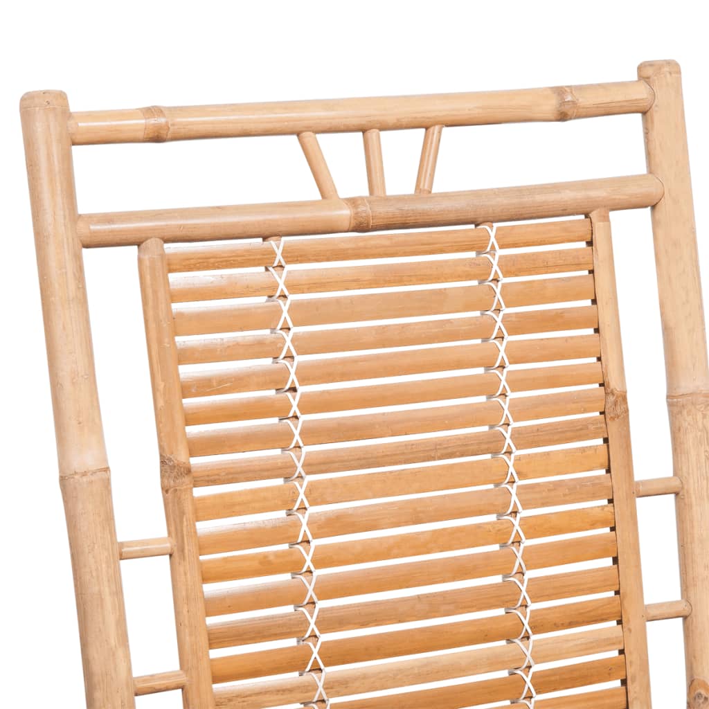 Rocking Chair Natural Bamboo, Red Cushion Bamboo, Polyester Cushion