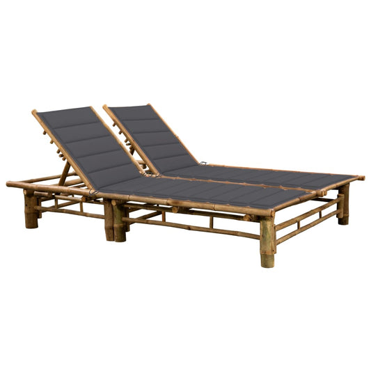 Sun Lounger Natural bamboo, Anthracite (cushions)