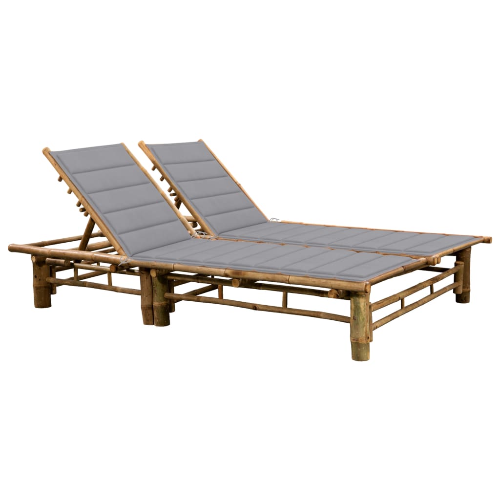 Sun Lounger Natural Bamboo Medium Multi-Position Backrest