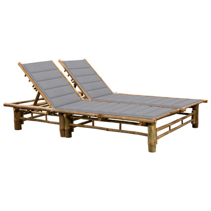 Sun Lounger Natural Bamboo Medium Multi-Position Backrest
