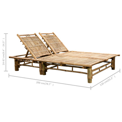 Sun Lounger Natural Bamboo Medium Multi-Position Backrest