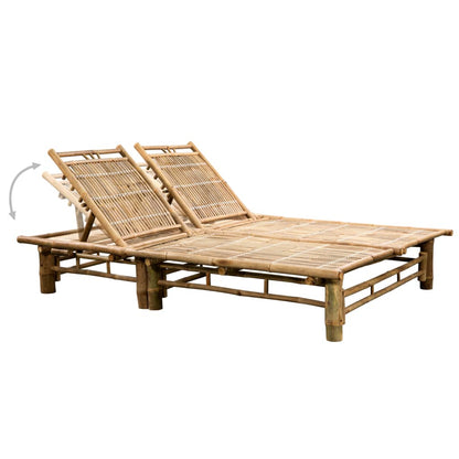 Sun Lounger Natural Bamboo Medium Multi-Position Backrest