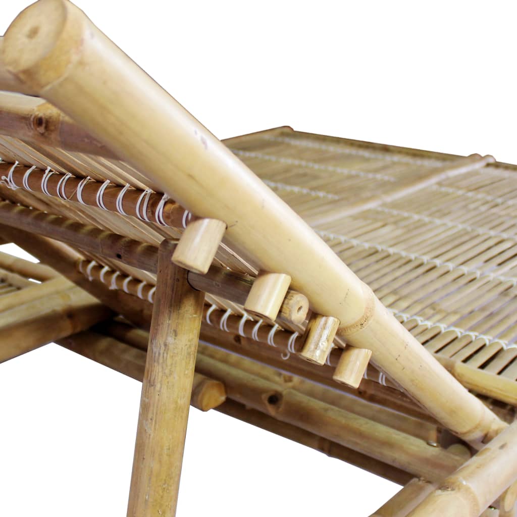 Sun Lounger Natural Bamboo Medium Multi-Position Backrest