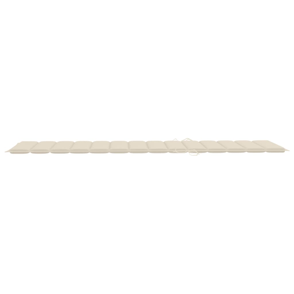 Sun Lounger Cream Bamboo and Fabric (100% Polyester) Large