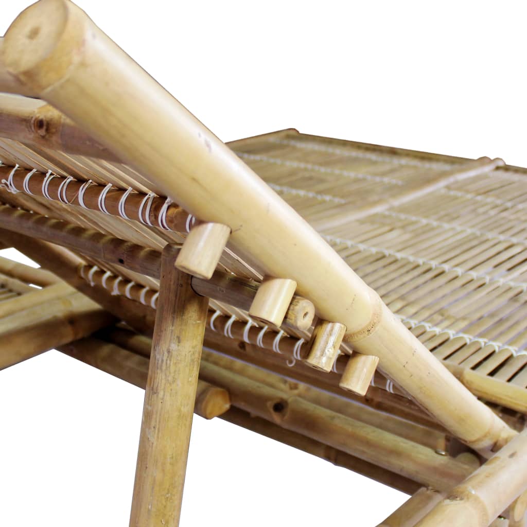 Sun Lounger Natural bamboo, Red cushions