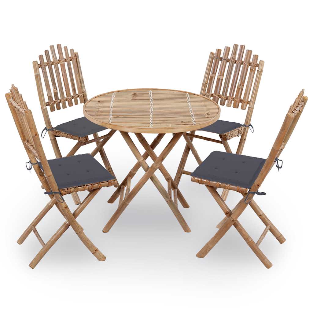 Outdoor Dining Set Natural Bamboo Bamboo, Polyester Medium