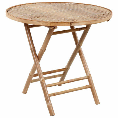 Outdoor Dining Set Natural Bamboo Bamboo, Polyester Medium
