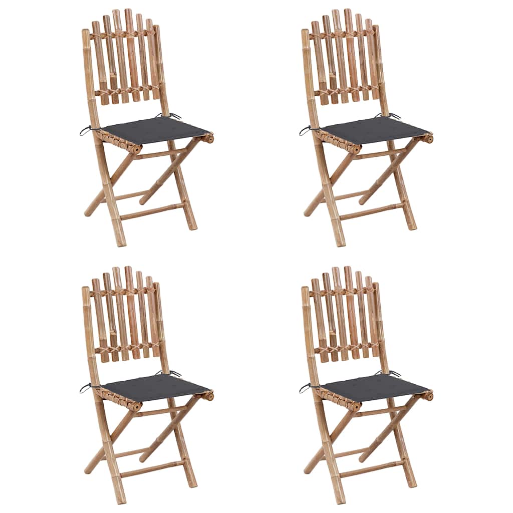 Outdoor Dining Set Natural Bamboo Bamboo, Polyester Medium