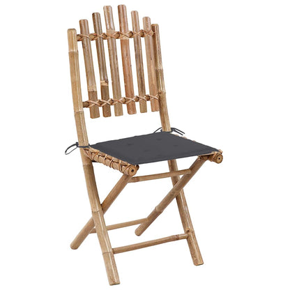 Outdoor Dining Set Natural Bamboo Bamboo, Polyester Medium