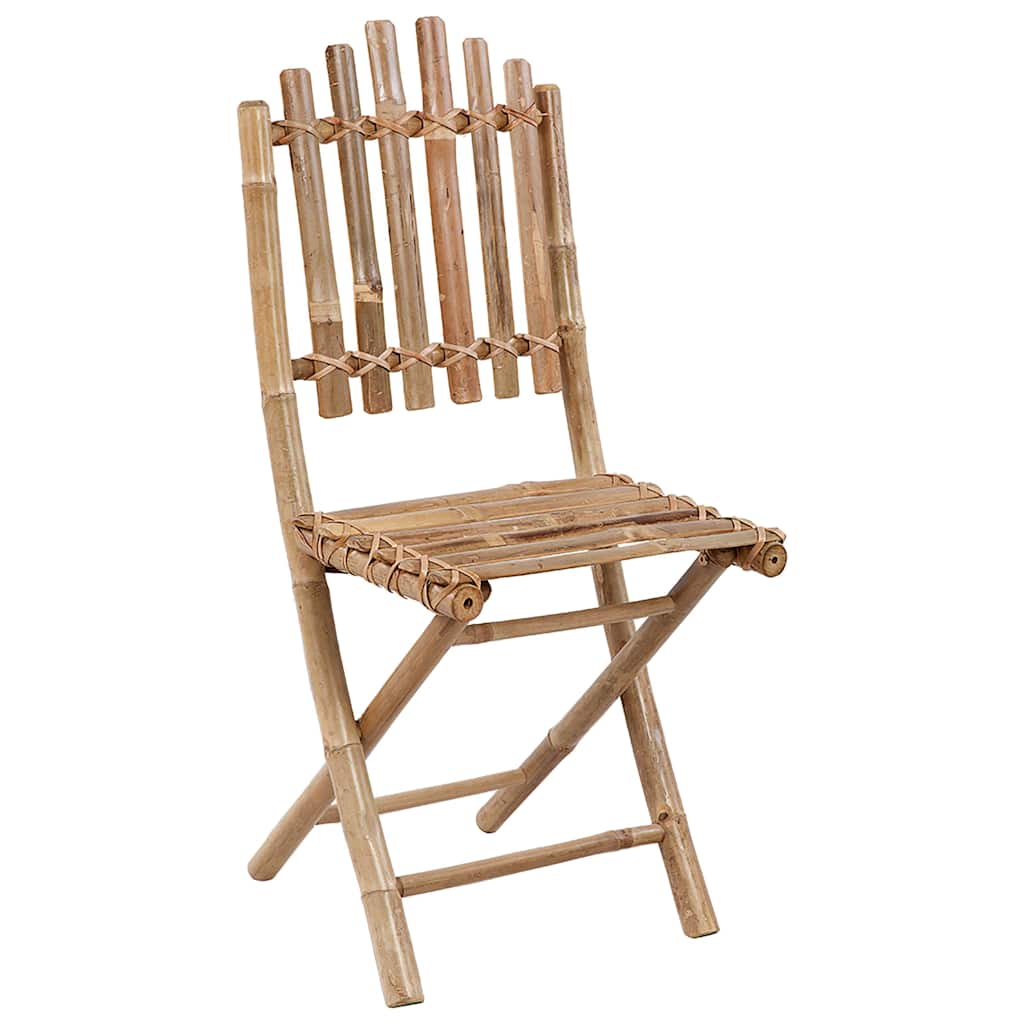 Outdoor Dining Set Natural Bamboo Bamboo, Polyester Medium
