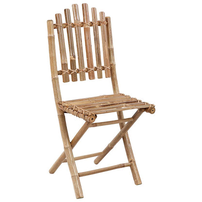Outdoor Dining Set Natural Bamboo Bamboo, Polyester Medium