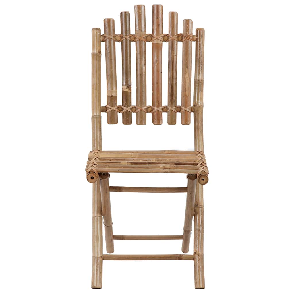 Outdoor Dining Set Natural Bamboo Bamboo, Polyester Medium