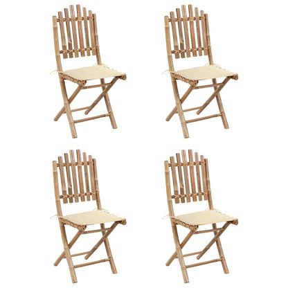 Outdoor Dining Set Natural Bamboo, Cream Bamboo, 100% Polyester