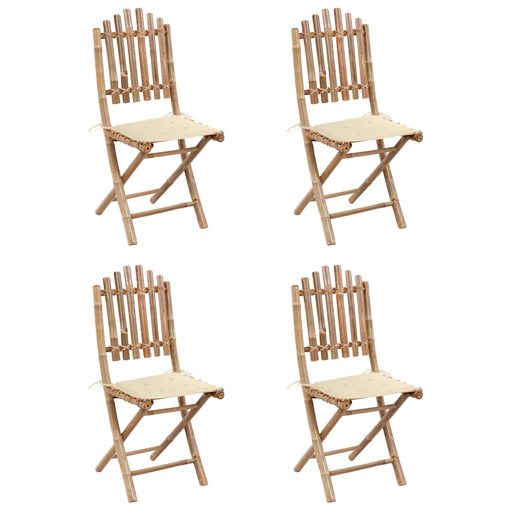 Outdoor Dining Set Natural Bamboo, Cream Bamboo, 100% Polyester