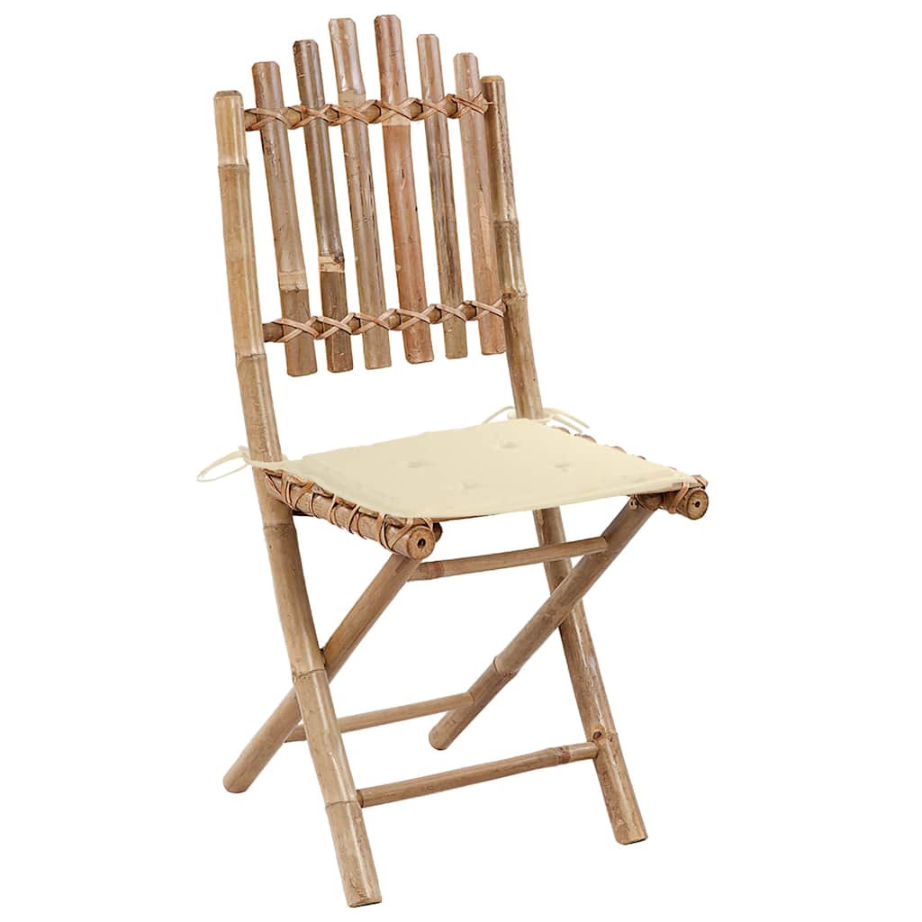 Outdoor Dining Set Natural Bamboo, Cream Bamboo, 100% Polyester
