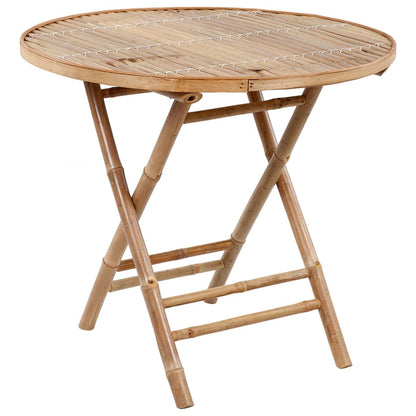 Patio Dining Set Set of 4 Natural bamboo, Green cushion