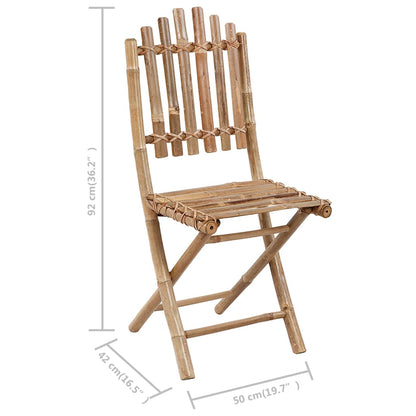 Patio Dining Set Set of 4 Natural bamboo, Green cushion