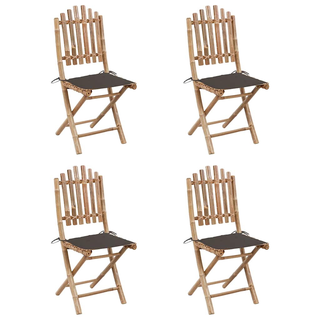 Patio Dining Set Set of 4 Natural Bamboo Bamboo, Polyester Medium