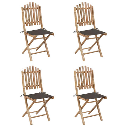 Patio Dining Set Set of 4 Natural Bamboo Bamboo, Polyester Medium