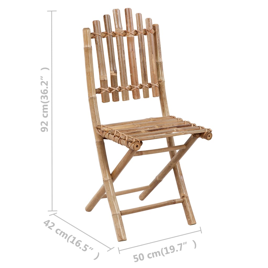 Patio Dining Set Set of 4 Beige Bamboo and polyester Medium