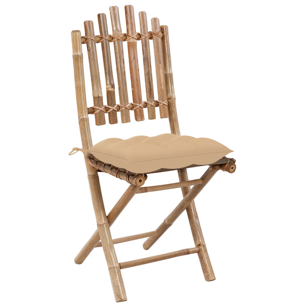 Patio Dining Set Set of 4 Beige Bamboo and polyester Medium