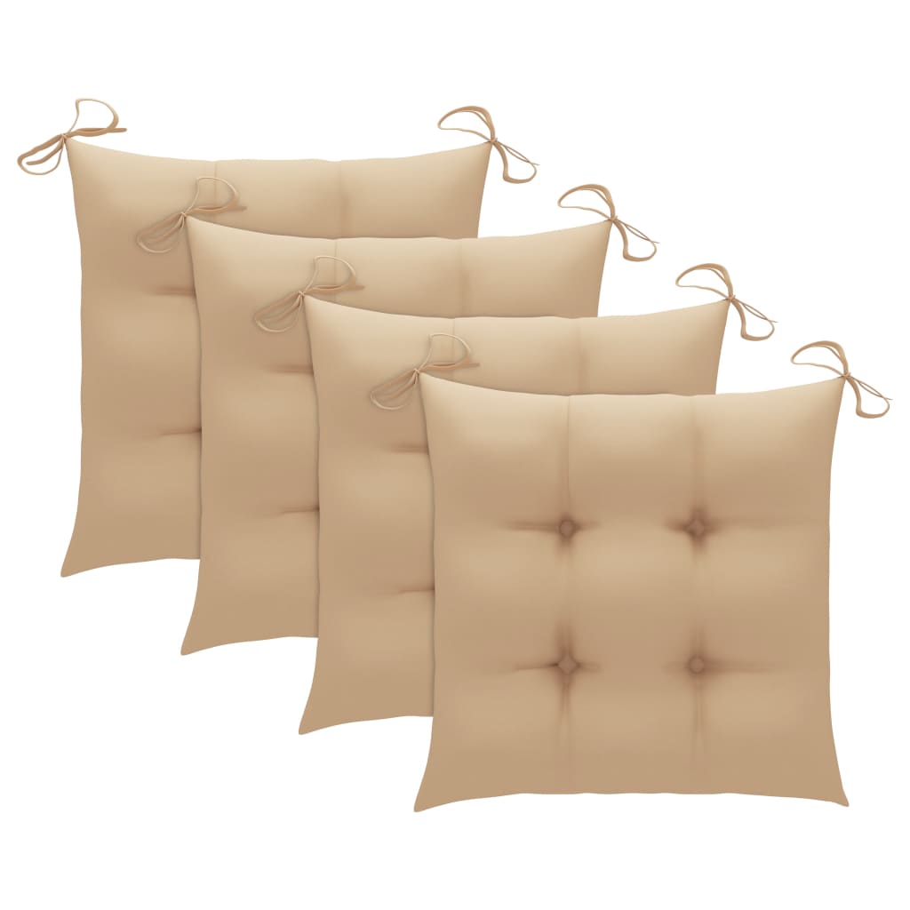 Patio Dining Set Set of 4 Beige Bamboo and polyester Medium
