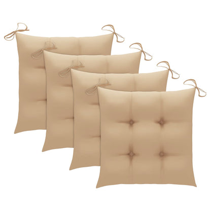 Patio Dining Set Set of 4 Beige Bamboo and polyester Medium
