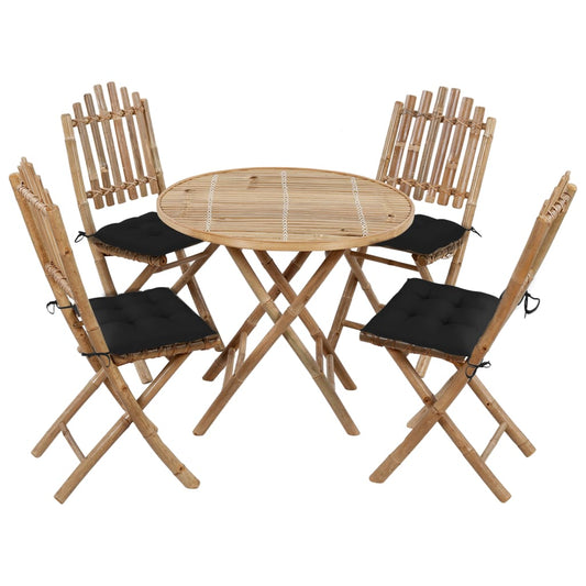 Patio Dining Set Set of 4 Natural Bamboo Bamboo, Polyester