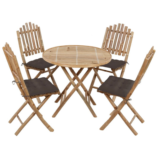 Patio Dining Set Set of 4 Natural Bamboo Bamboo and 100% polyester
