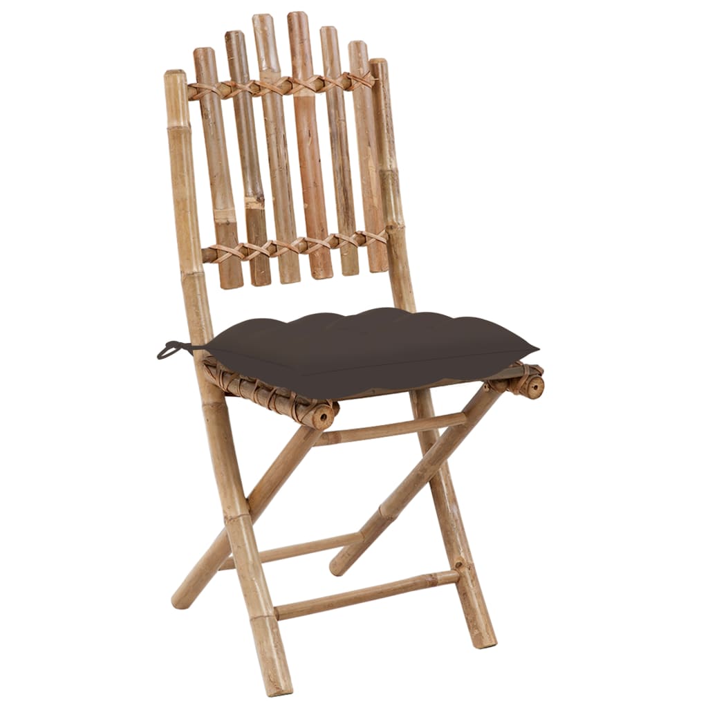Patio Dining Set Set of 4 Natural Bamboo Bamboo and 100% polyester