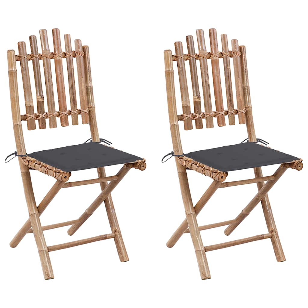 Garden Chair Set of 2 Bamboo natural Bamboo Standard Foldable