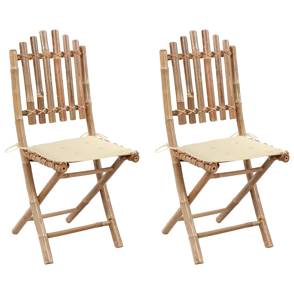 Garden Chair Set of 2 Natural Bamboo Bamboo Standard Foldable
