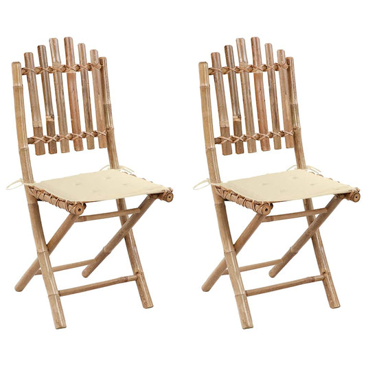 Garden Chair Set of 2 Natural Bamboo Bamboo Standard Foldable