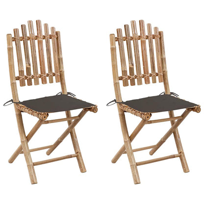 Patio Chair Set of 2 Taupe Bamboo Medium Foldable