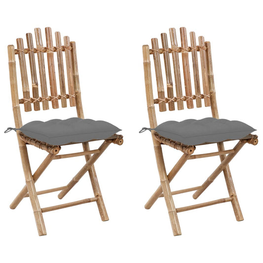 Garden Chair Set of 2 Bamboo Bamboo, Polyester Standard