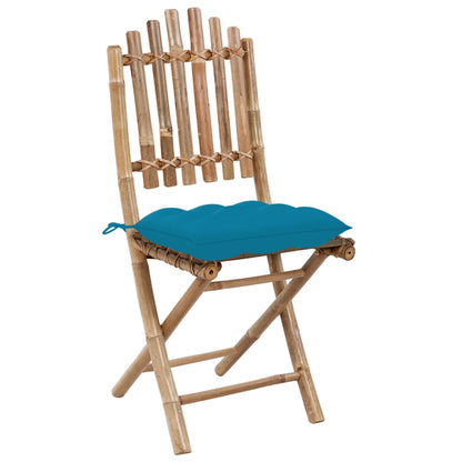 Patio Chair Set of 2 Light blue Bamboo, Polyester Standard