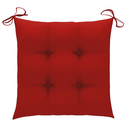 Patio Chair Set of 2 Natural Bamboo, Red Cushion Bamboo, Polyester
