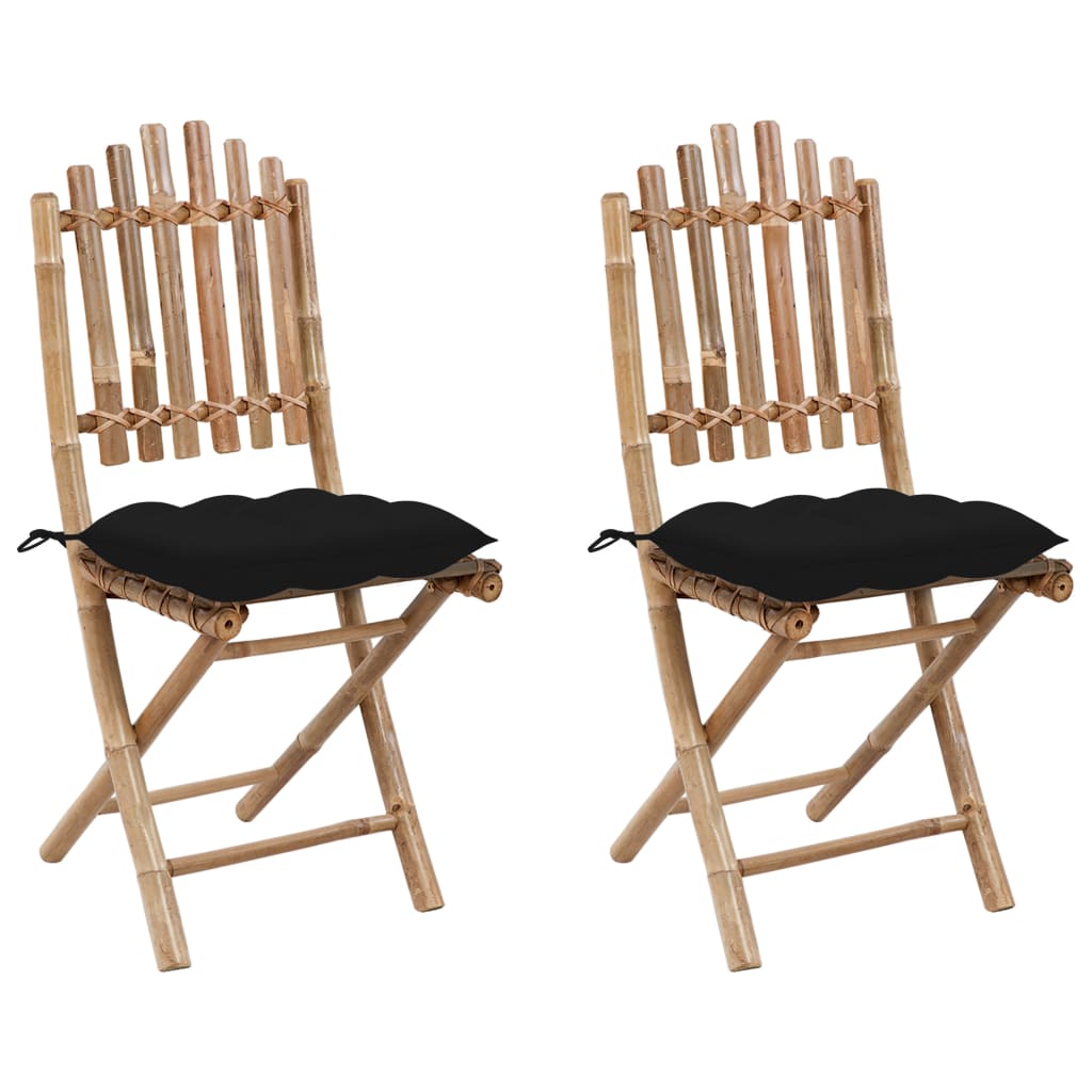 Patio Chair Set of 2 Natural wood Bamboo Standard Foldable