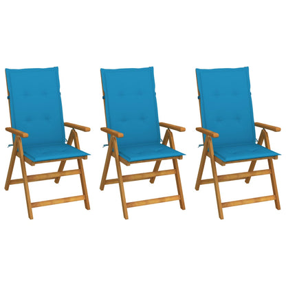 Garden Chair Set of 3 Brown Solid Acacia Wood Standard